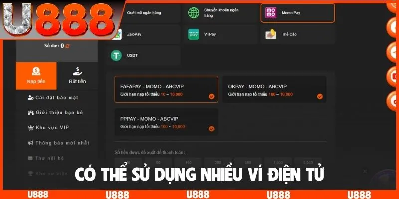 Có thể sử dụng nhiều ví điện tử