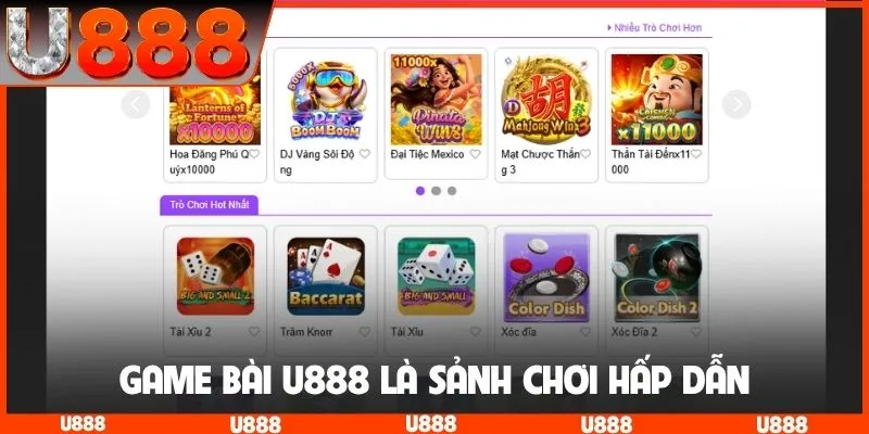 Game bài U888 là sảnh chơi hấp dẫn