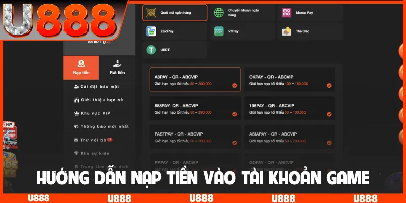 Hướng dẫn nạp tiền vào tài khoản game
