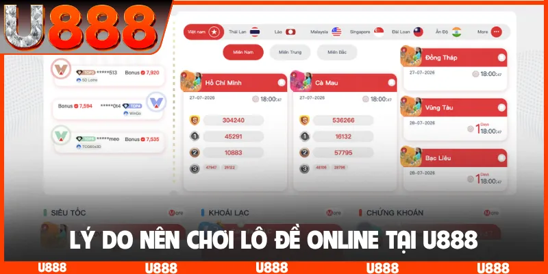 Lý do nên chơi lô đề online tại U888